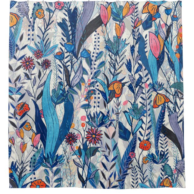 Midnight Bloomscape Shower Curtain (Front)