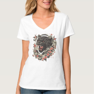 Midnight Blossom Jaguar-Strength, Elegance T-Shirt