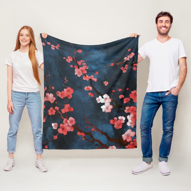 Midnight Blossoms Fleece Blanket (In Situ)