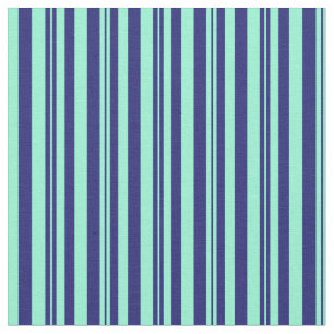 Midnight Blue and Aquamarine Coloured Stripes Fabric