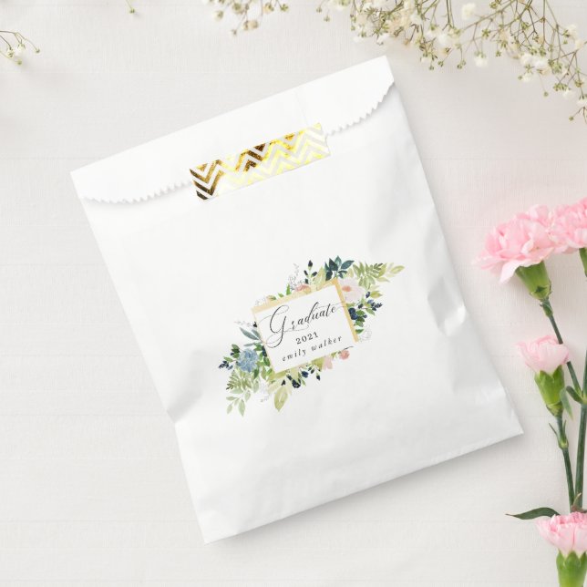 Midnight Blue And Blush Floral Graduation  Favour Bags (Sealed)