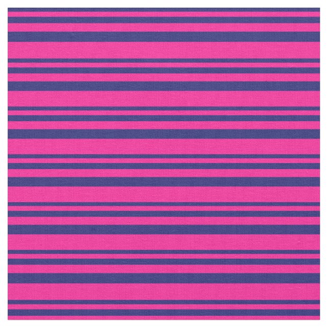 Midnight Blue and Deep Pink Lines/Stripes Pattern Fabric (Close Up)