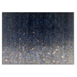 Midnight Blue and Gold Glitter Cutting Board
