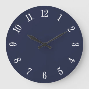 Midnight Blue and Large White Numbers Wall Clock