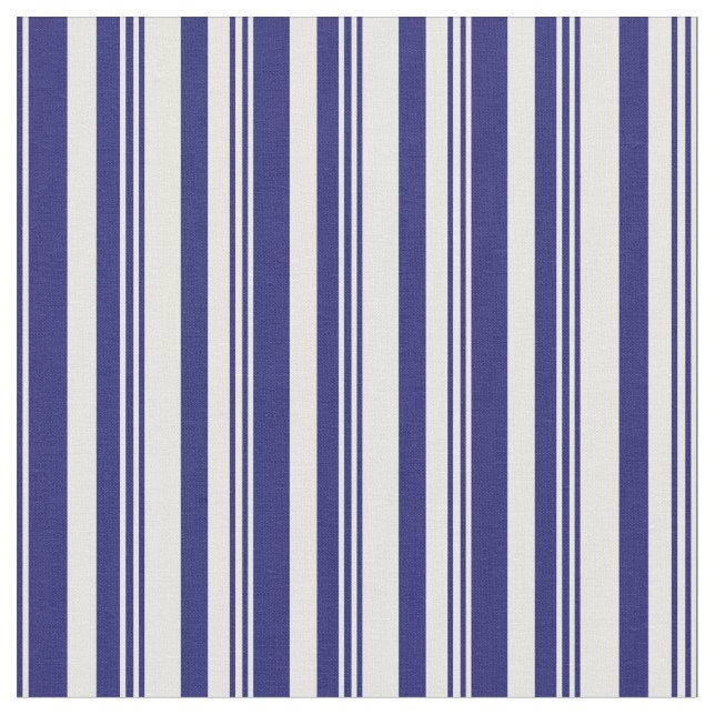 Midnight Blue and Mint Cream Coloured Pattern Fabric (Close Up)
