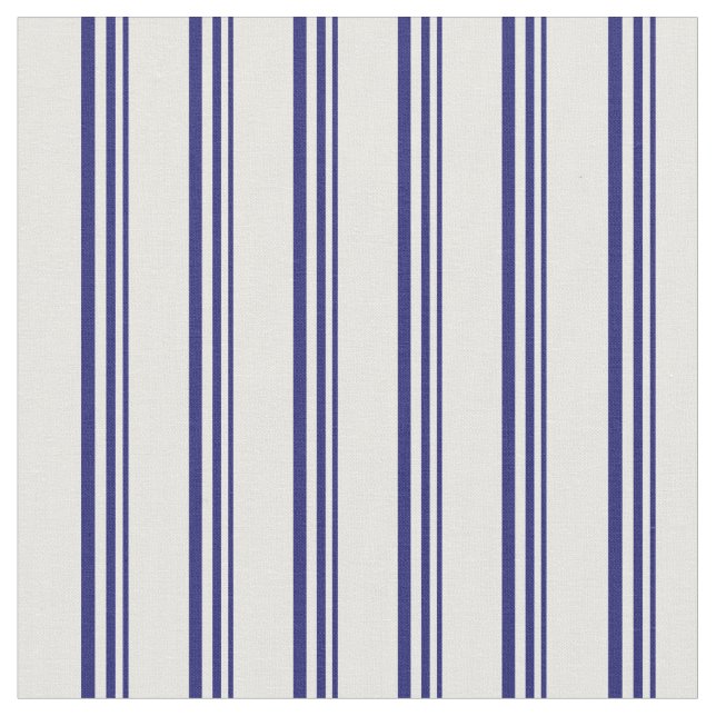 Midnight Blue and Mint Cream Coloured Pattern Fabric (Close Up)