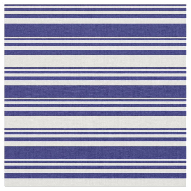 Midnight Blue and Mint Cream Coloured Pattern Fabric (Close Up)