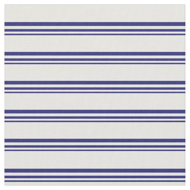 Midnight Blue and Mint Cream Coloured Pattern Fabric (Close Up)