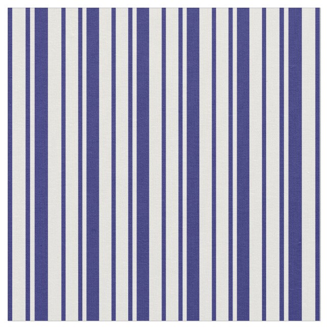 Midnight Blue and Mint Cream Stripes Fabric (Close Up)
