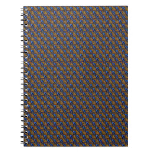 Midnight blue and orange peacock feather pattern spiral notebook