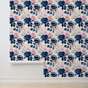 Midnight Blue and Pink Wallpaper