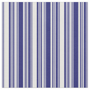 Midnight Blue and White Coloured Lines Pattern Fabric