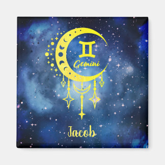 Midnight Blue and Yellow Custom Name Gemini Magnet