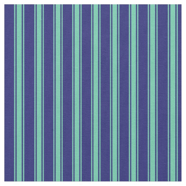 Midnight Blue & Aquamarine Coloured Stripes Fabric (Close Up)