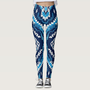 Midnight Blue Aztec Leggings