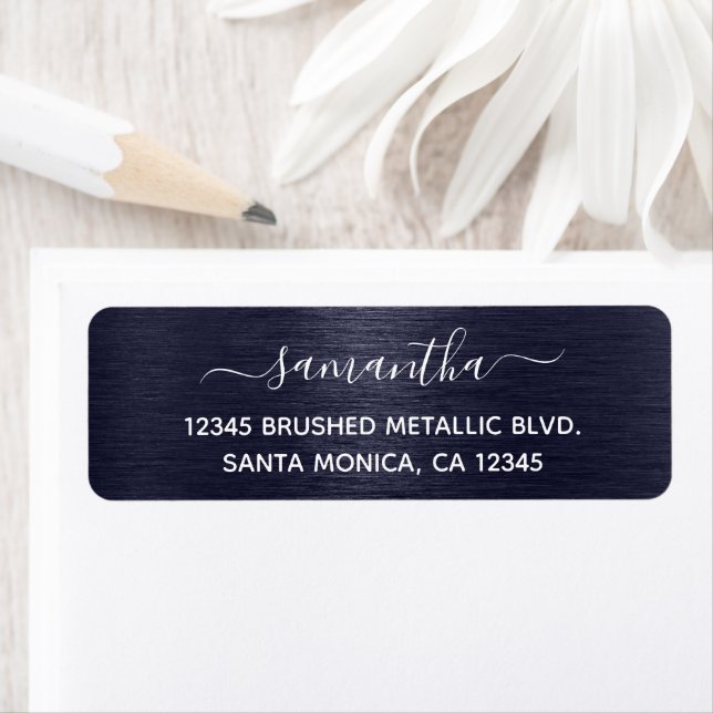 Midnight Blue Brushed Metallic Elegant Name (Insitu)