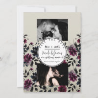 Midnight Blue Burgundy Inky Floral Almond Wedding