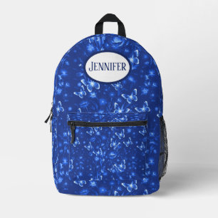Midnight Blue Butterflies Printed Backpack