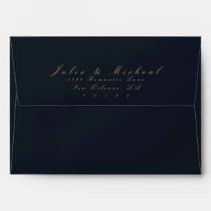 Midnight Blue Calligraphy Invitation Envelope