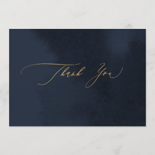 Midnight Blue Calligraphy Wedding Thank You Card