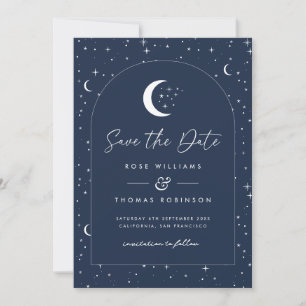 Midnight Blue Celestial Arched Save The Date
