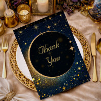 Midnight Blue Celestial Stars Moon Wedding Thank Y