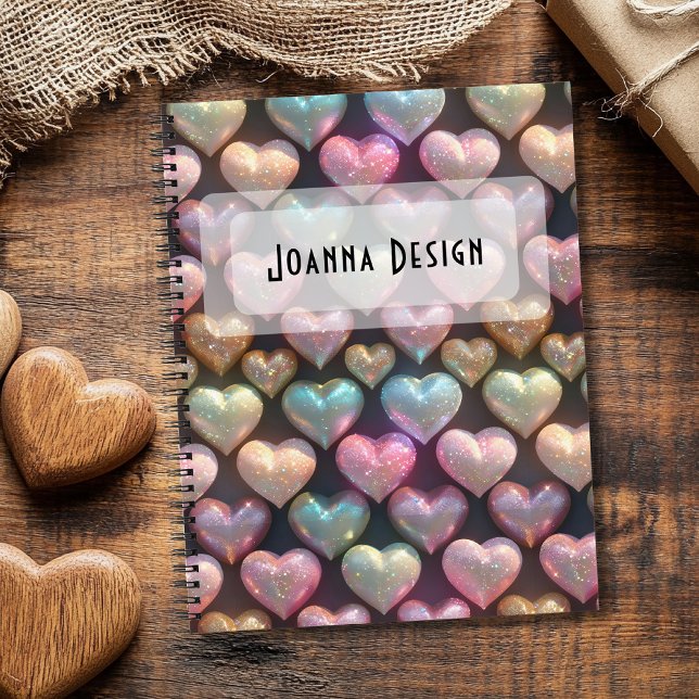 Midnight Blue Chic Colorful Hearts Notebook (Creator Uploaded)