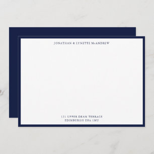 Midnight Blue Classic Border Flat Note Card