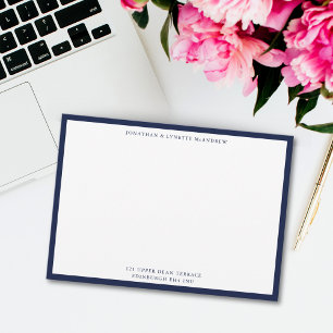 Midnight Blue Classic Border Flat Note Card