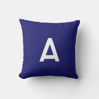 Midnight Blue Colour Minimalist Plain Monogram Cushion