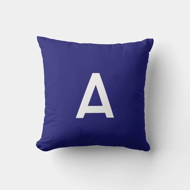 Midnight Blue Colour Minimalist Plain Monogram Cushion (Front)