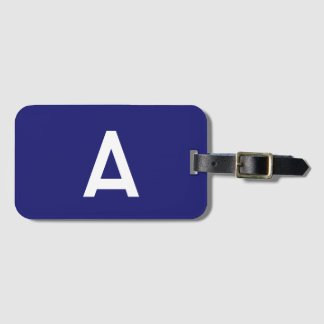 Midnight Blue Colour Minimalist Plain Monogram Luggage Tag