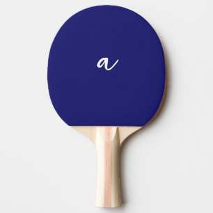 Midnight Blue Colour Minimalist Plain Monogram Ping Pong Paddle
