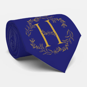 Midnight Blue Colour Monogrammed Groomsmen Tie