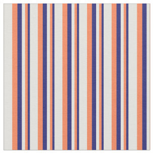 Midnight Blue, Coral & Light Yellow Pattern Fabric