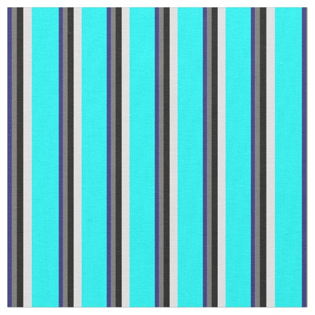 Midnight Blue, Dim Grey, Black, Lavender & Cyan Fabric (Close Up)