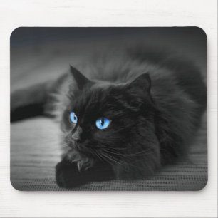 Midnight Blue Eyes Cat Art Mouse Pad