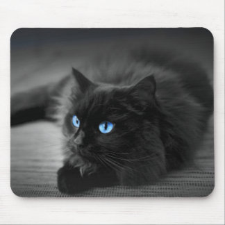 Midnight Blue Eyes Cat Art Mouse Pad