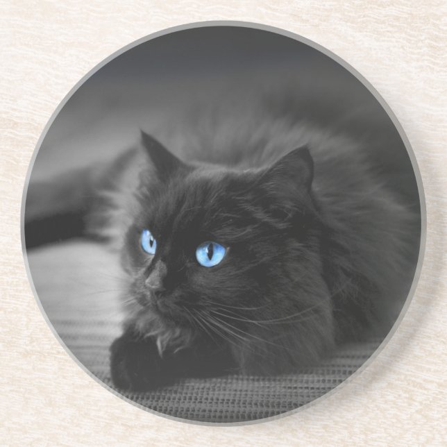 Midnight Blue Eyes - Round Stone Coaster (Front)