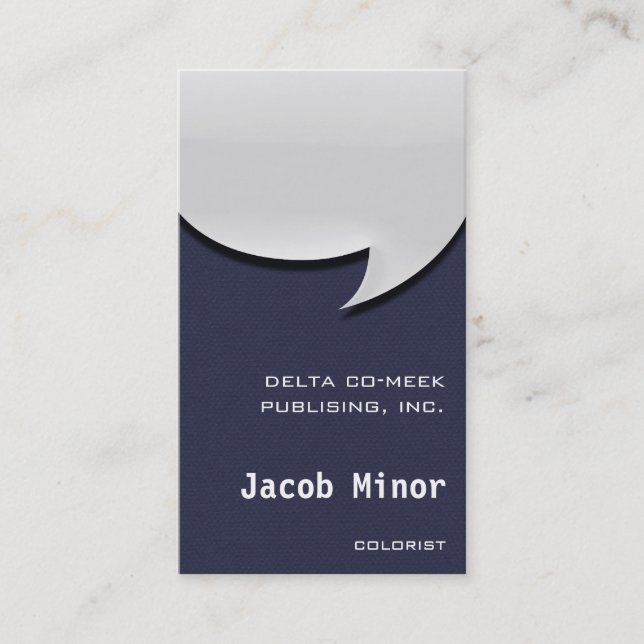Midnight Blue Faux Flannel Speech Bubble Business Card (Front)