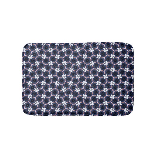 Midnight Blue Floral Bath Mat (Front)