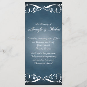 Midnight Blue Floral Posh Wedding Program Programme