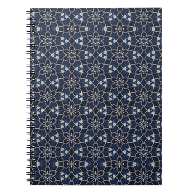 Midnight Blue Flowers Pattern Notebook (Front)
