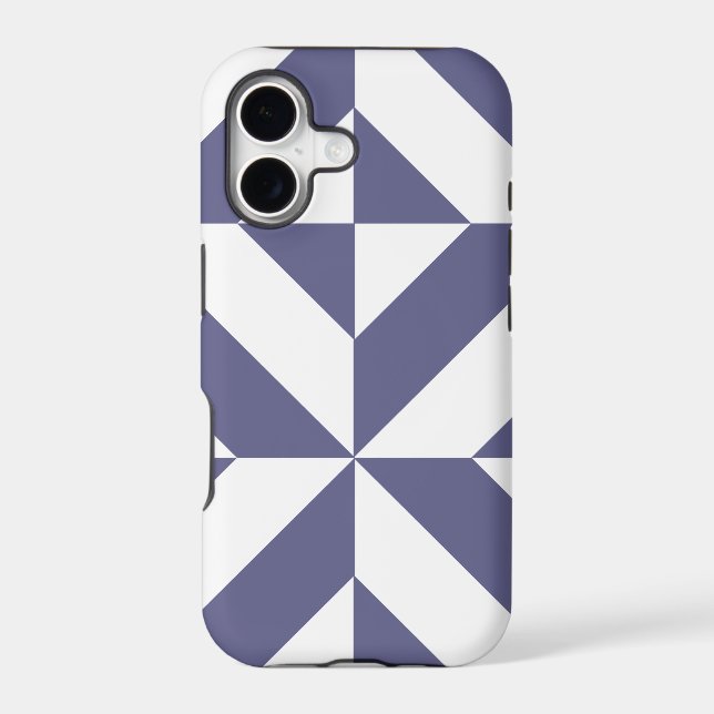 Midnight Blue Geometric Deco Cube Pattern (Back)
