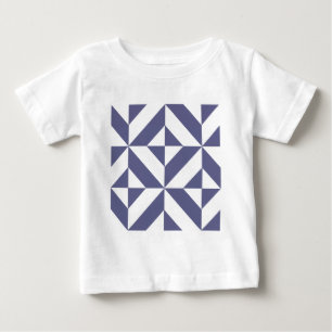 Midnight Blue Geometric Deco Cube Pattern Baby T-Shirt