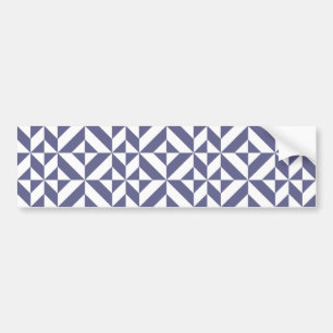 Midnight Blue Geometric Deco Cube Pattern Bumper Sticker