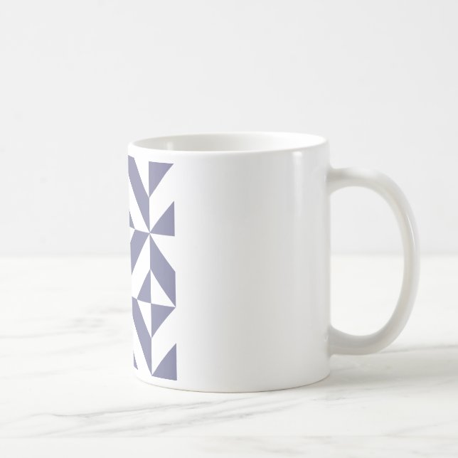 Midnight Blue Geometric Deco Cube Pattern Coffee Mug (Right)
