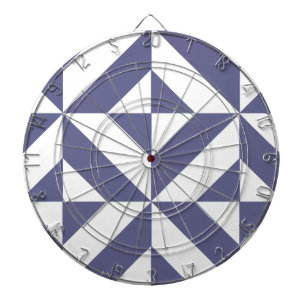 Midnight Blue Geometric Deco Cube Pattern Dartboard