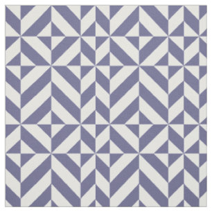 Midnight Blue Geometric Deco Cube Pattern Fabric