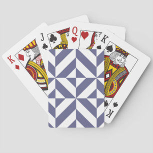 Midnight Blue Geometric Deco Cube Pattern Playing Cards